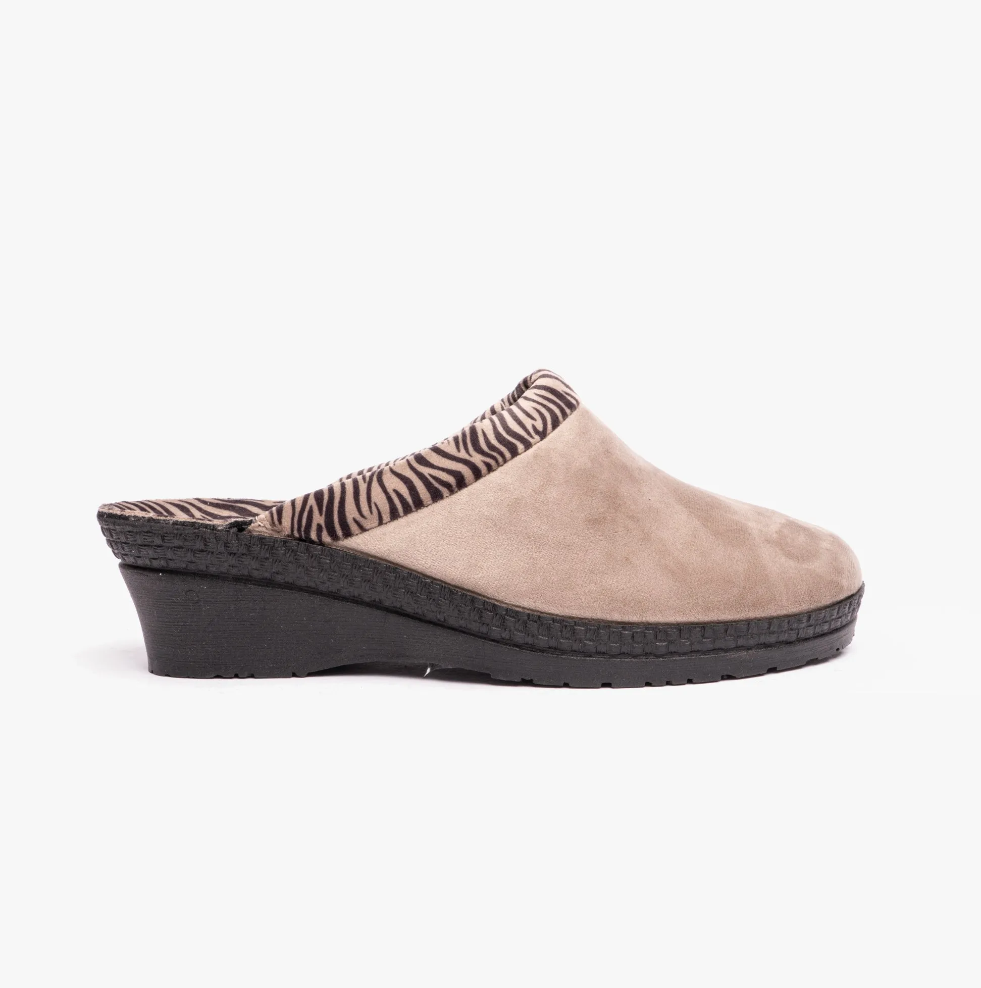 2465 Ladies Mule Slippers Cream/Zebra