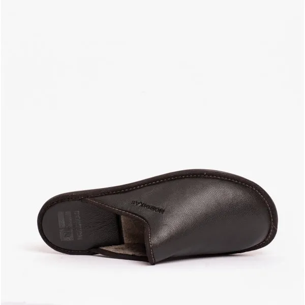 347 (NAPA) Ladies Leather Mule Slippers Black