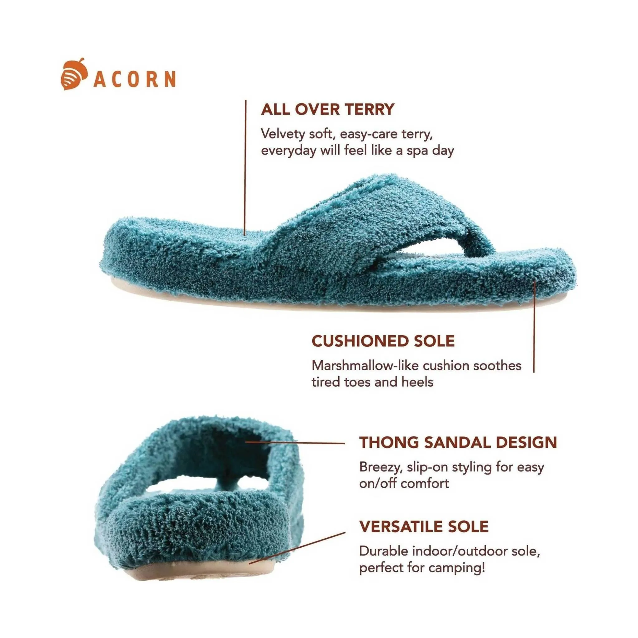 Acorn Women's Spa Thong Slipper - Peacock FINAL SALE