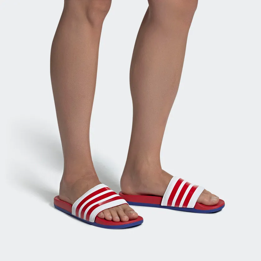 ADILETTE COMFORT SLIDES Cloud White / Scarlet / Royal Blue-EG1853