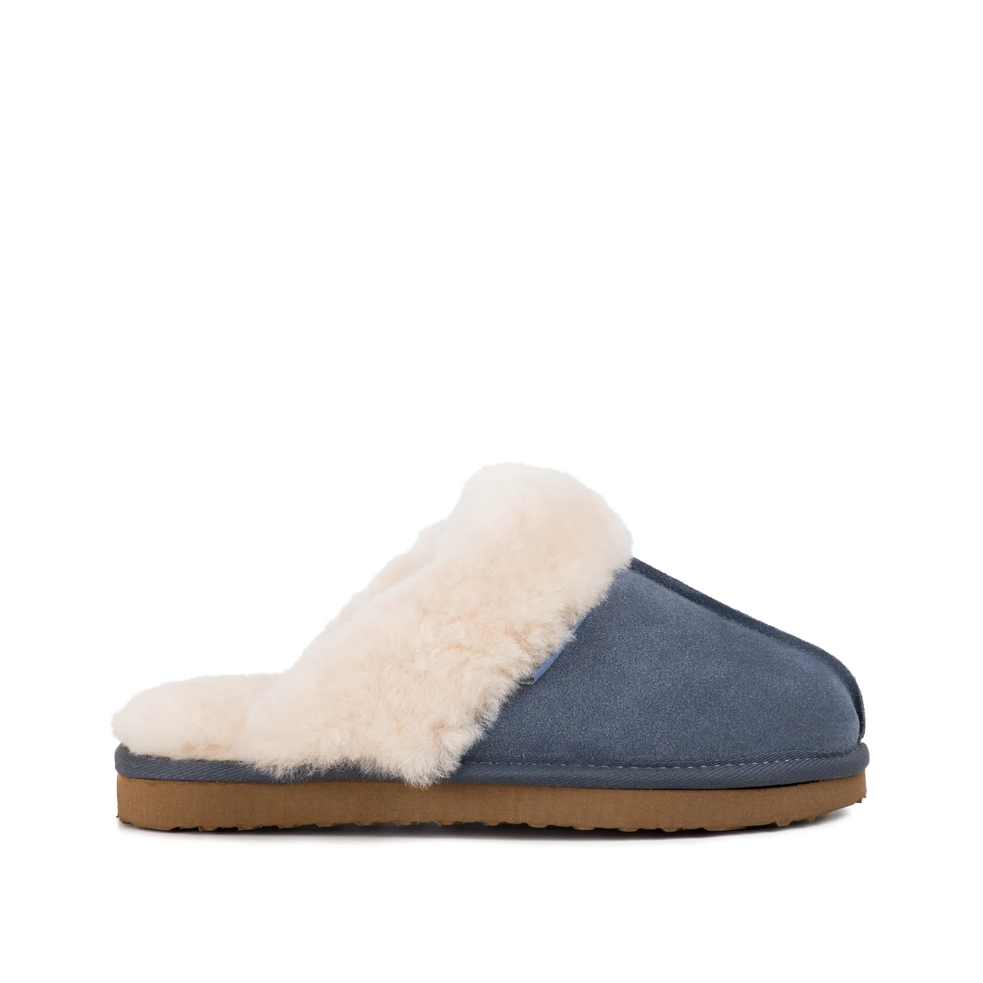 ANN BLUE SHEEPSKIN SLIPPER MULE