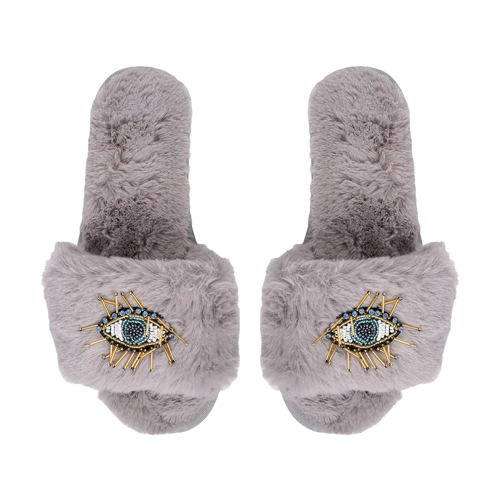 BEADED EVIL EYE SLIPPERS