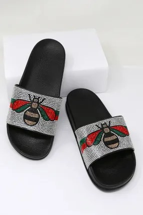 Bee Rhinestone Embelished Slides