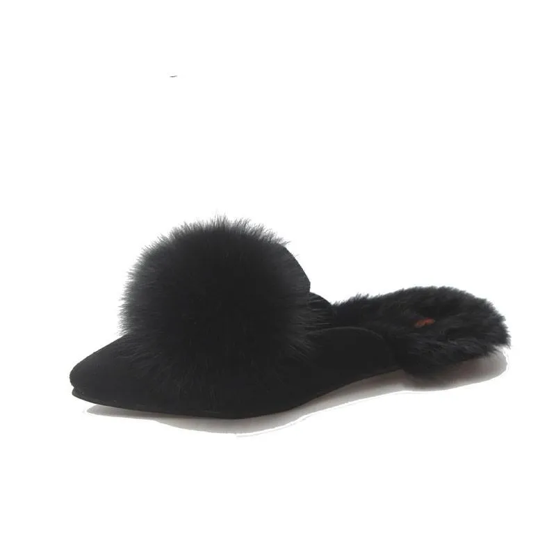 Big Fur Ball Slip On Slides