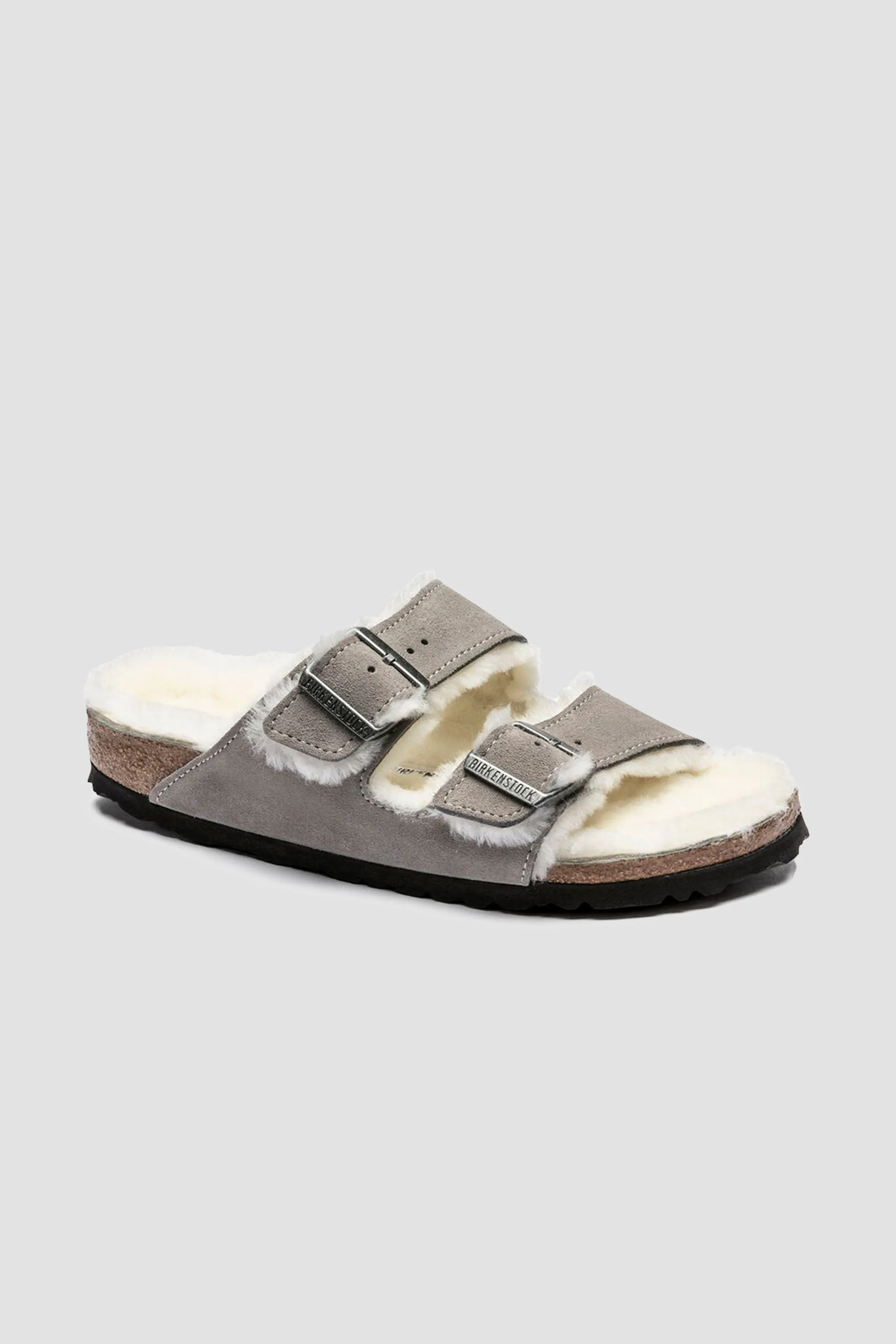 Birkenstock Unisex Arizona Shearling Suede Leather in Stone Coin