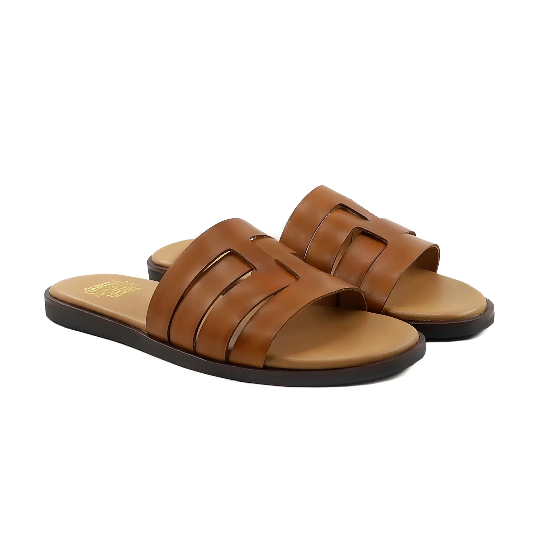 Caswell - Men's Camel Calf Leather Slipper