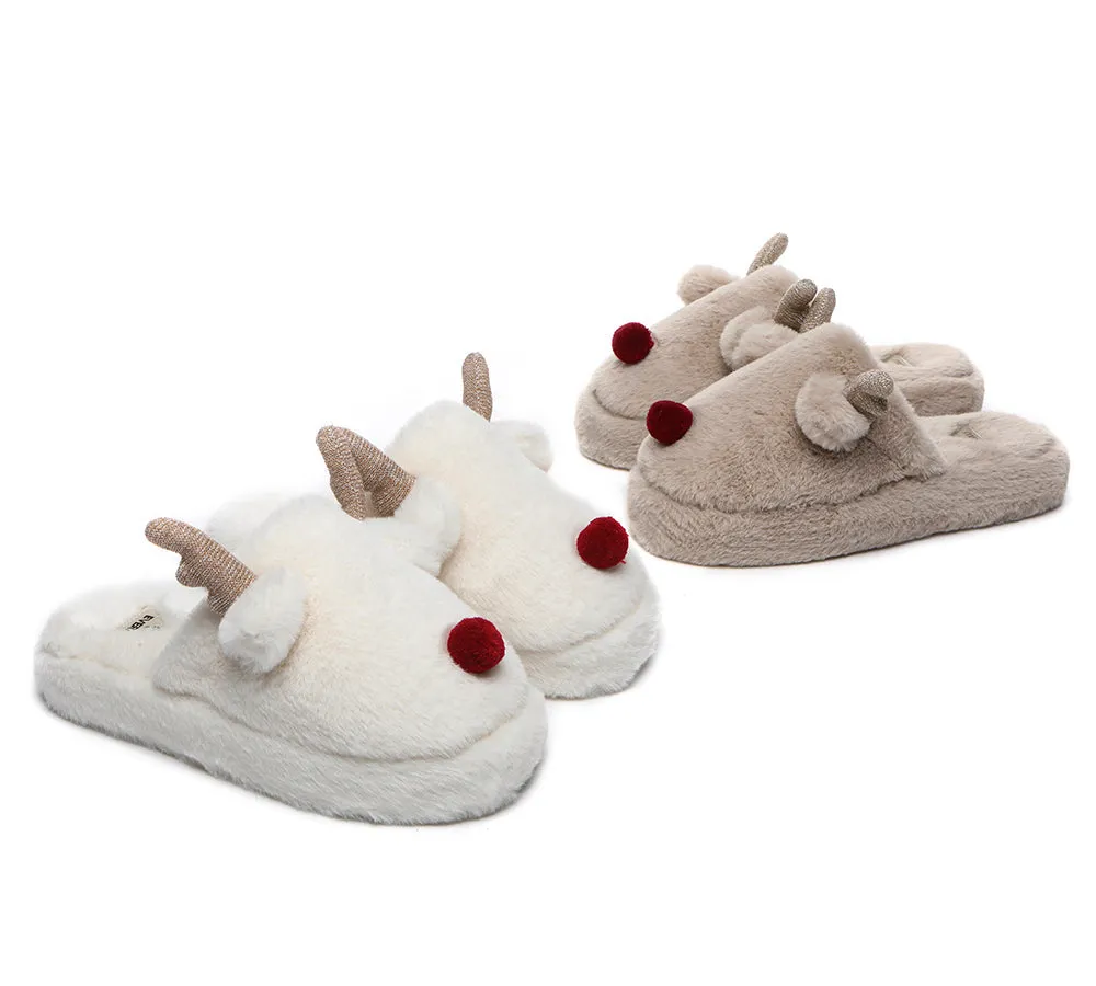 EVERAU Ultra Plush Unisex Reindeer Slippers