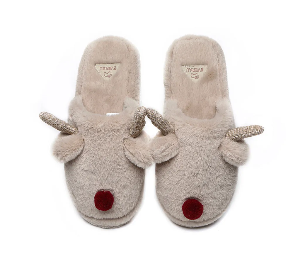 EVERAU Ultra Plush Unisex Reindeer Slippers