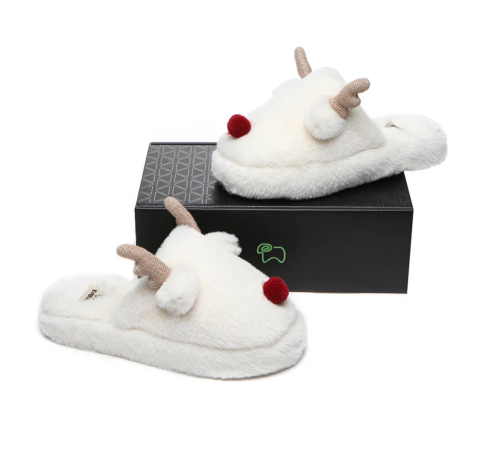 EVERAU Ultra Plush Unisex Reindeer Slippers