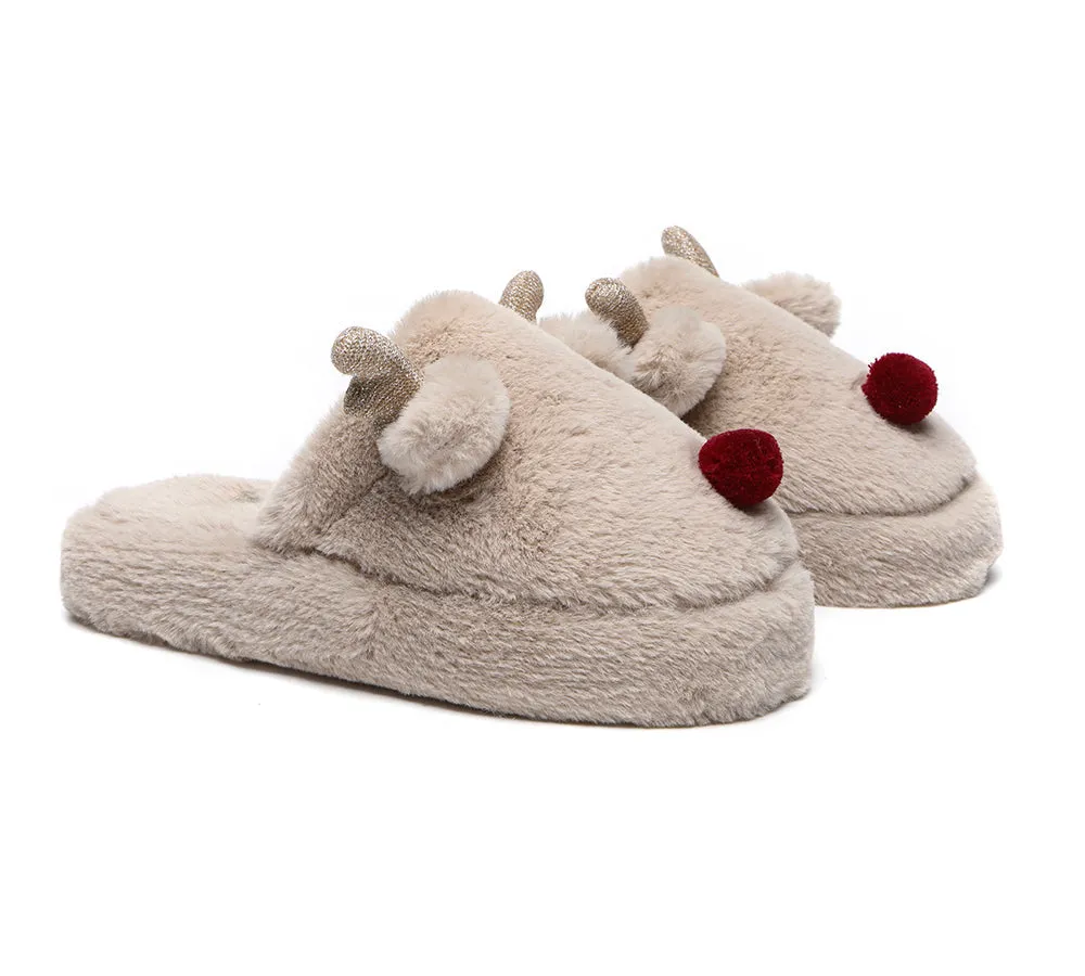 EVERAU Ultra Plush Unisex Reindeer Slippers