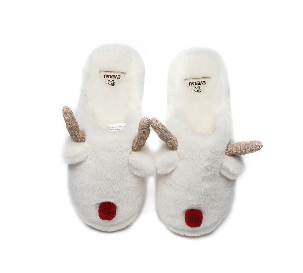 EVERAU Ultra Plush Unisex Reindeer Slippers