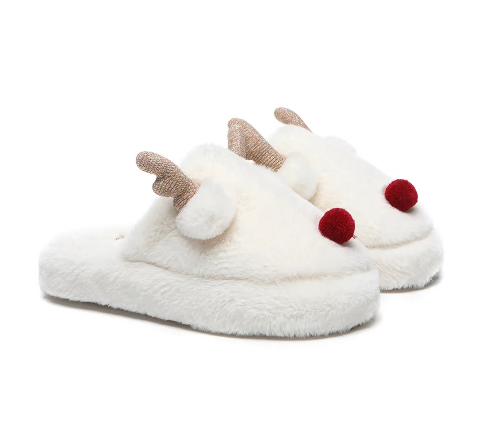 EVERAU Ultra Plush Unisex Reindeer Slippers