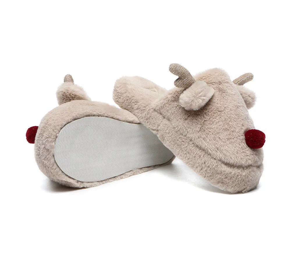 EVERAU Ultra Plush Unisex Reindeer Slippers