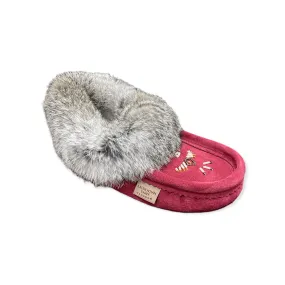 Fur Moccasin - Burgundy