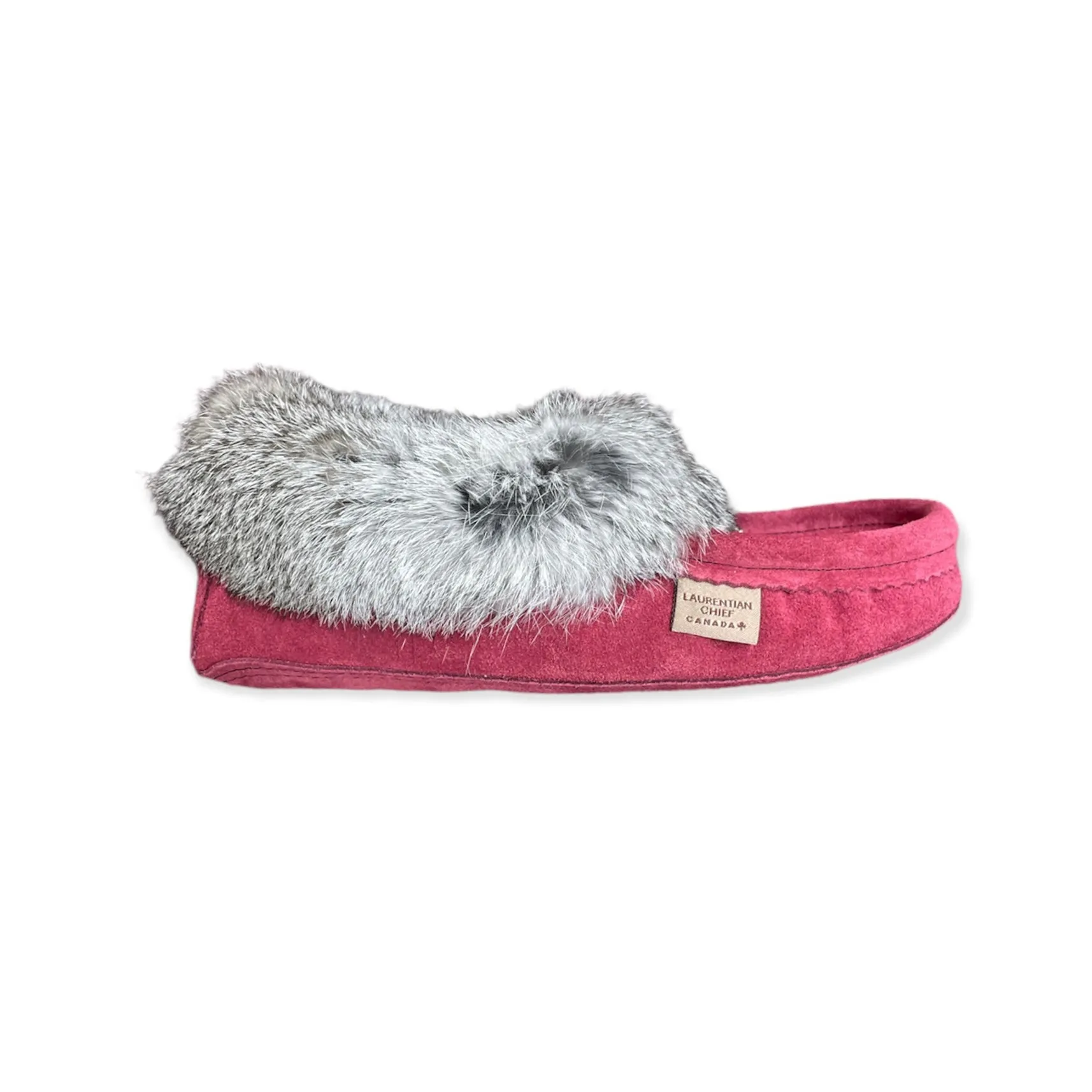 Fur Moccasin - Burgundy