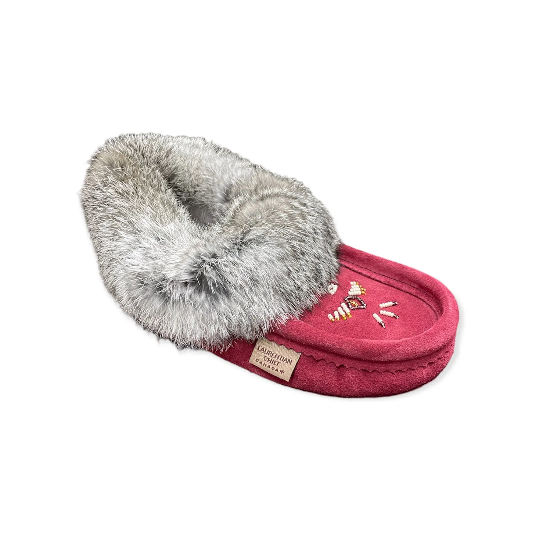 Fur Moccasin - Burgundy