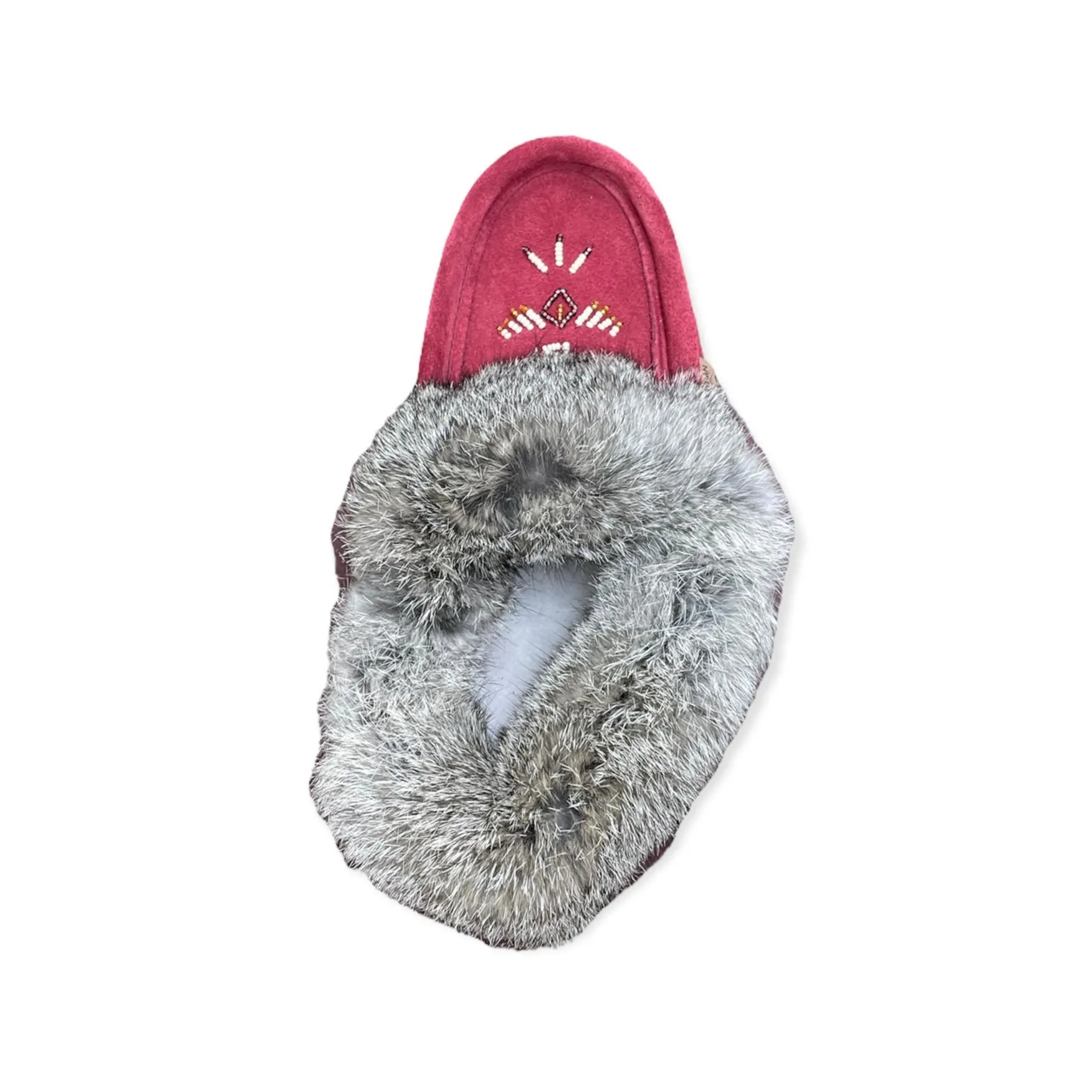 Fur Moccasin - Burgundy