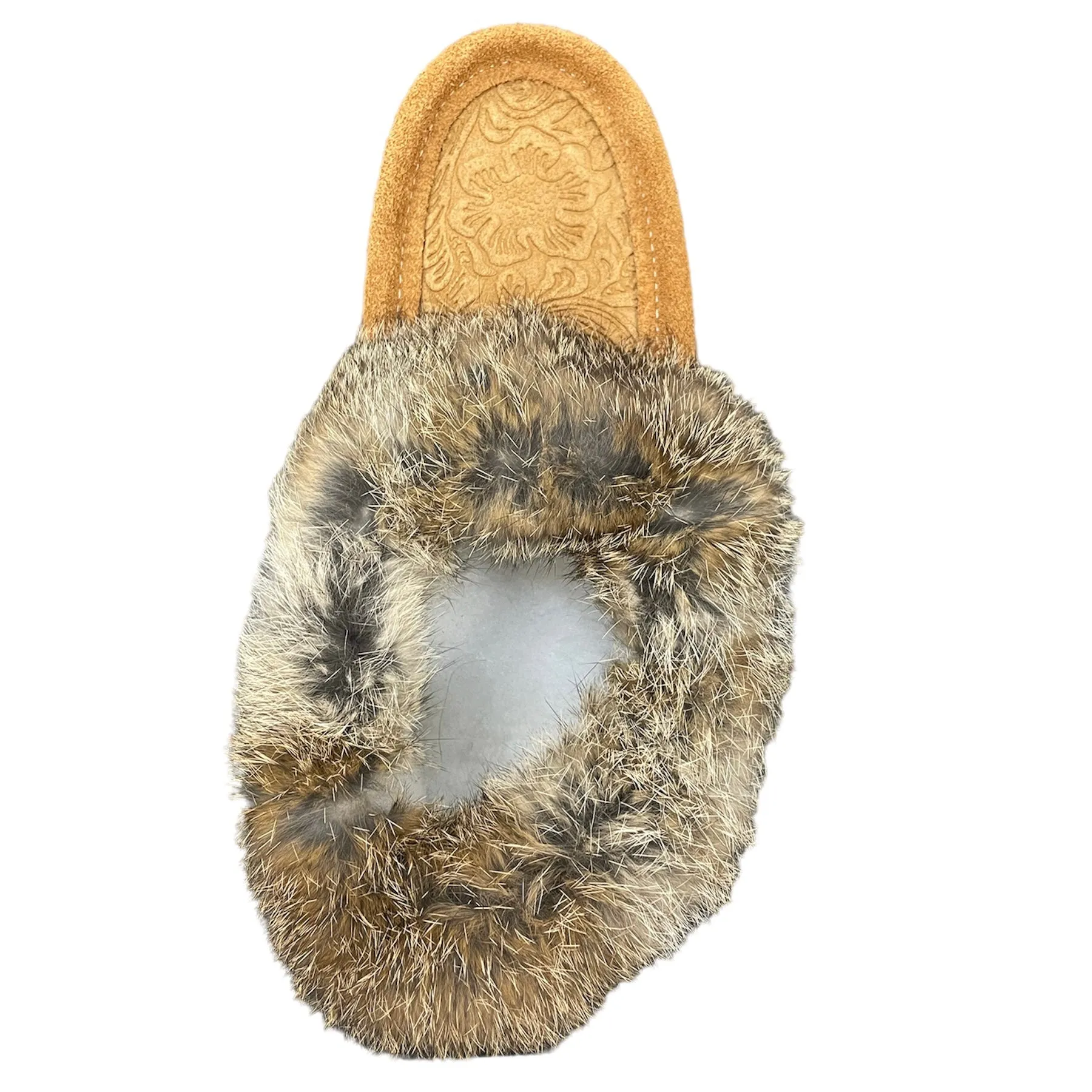 Fur Moccasin - Dark Tan Embossed