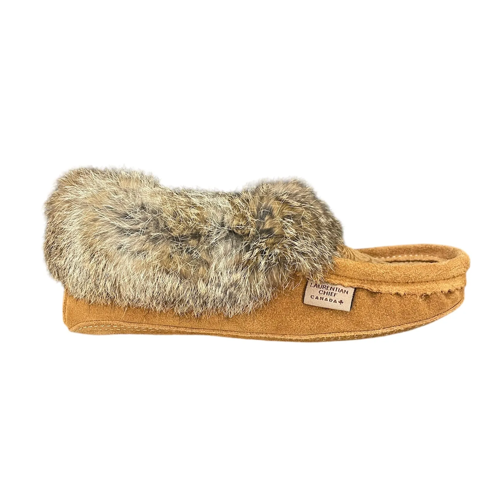 Fur Moccasin - Dark Tan Embossed