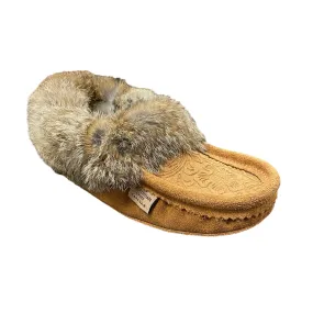 Fur Moccasin - Dark Tan Embossed