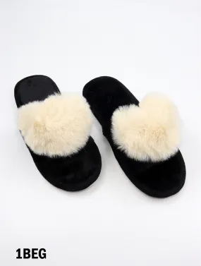 Fuzzy Heart Slippers