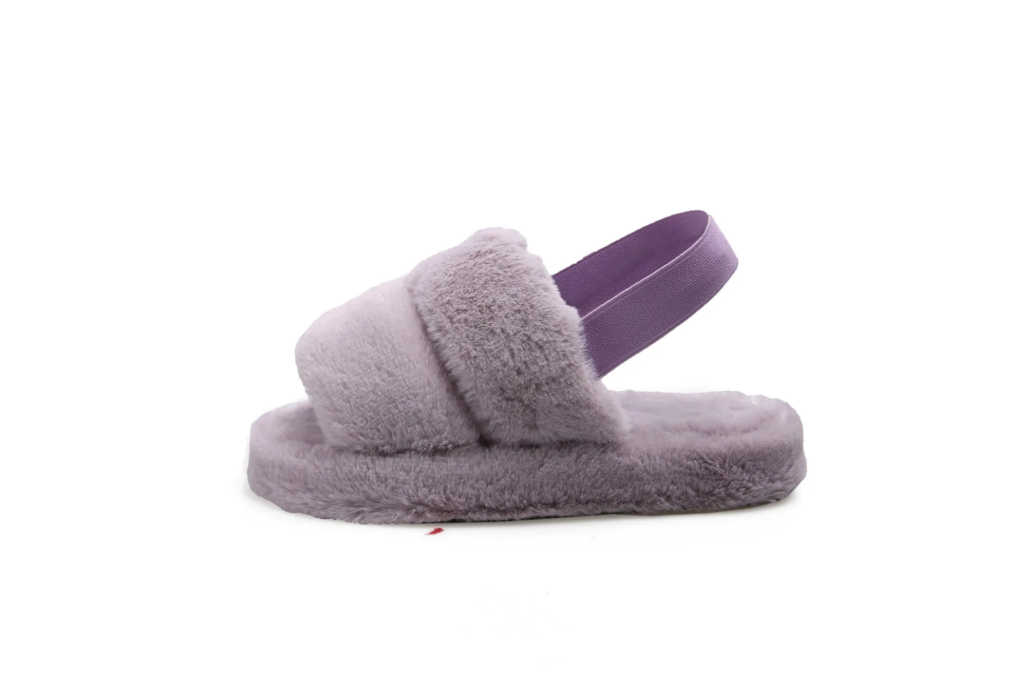 Haute Edition Women's Open Toe Furry HouseSlipperswith Elastic Strap