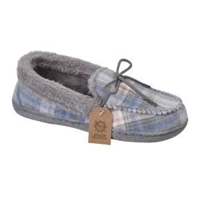 Ladies Bedroom Slippers Slate Grey  Check Pembroke Jo & Joe