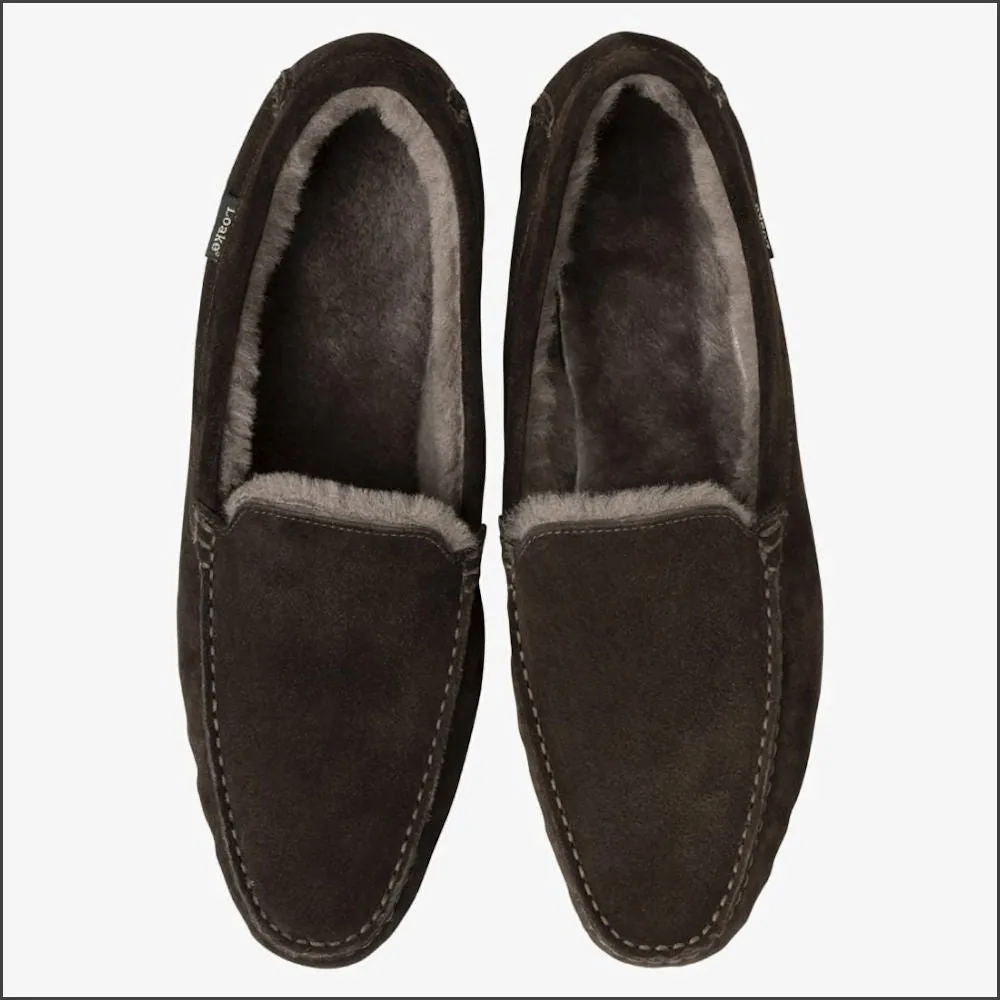 Loake Guards Dark Brown Suede Slippers>