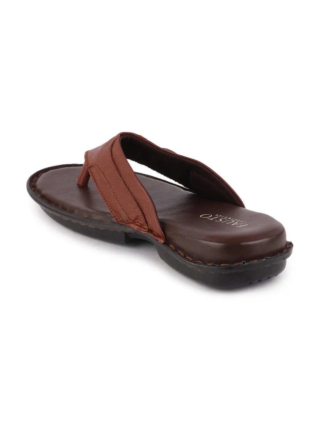 Men Tan Casual Leather Slip-On Outdoor Slippers