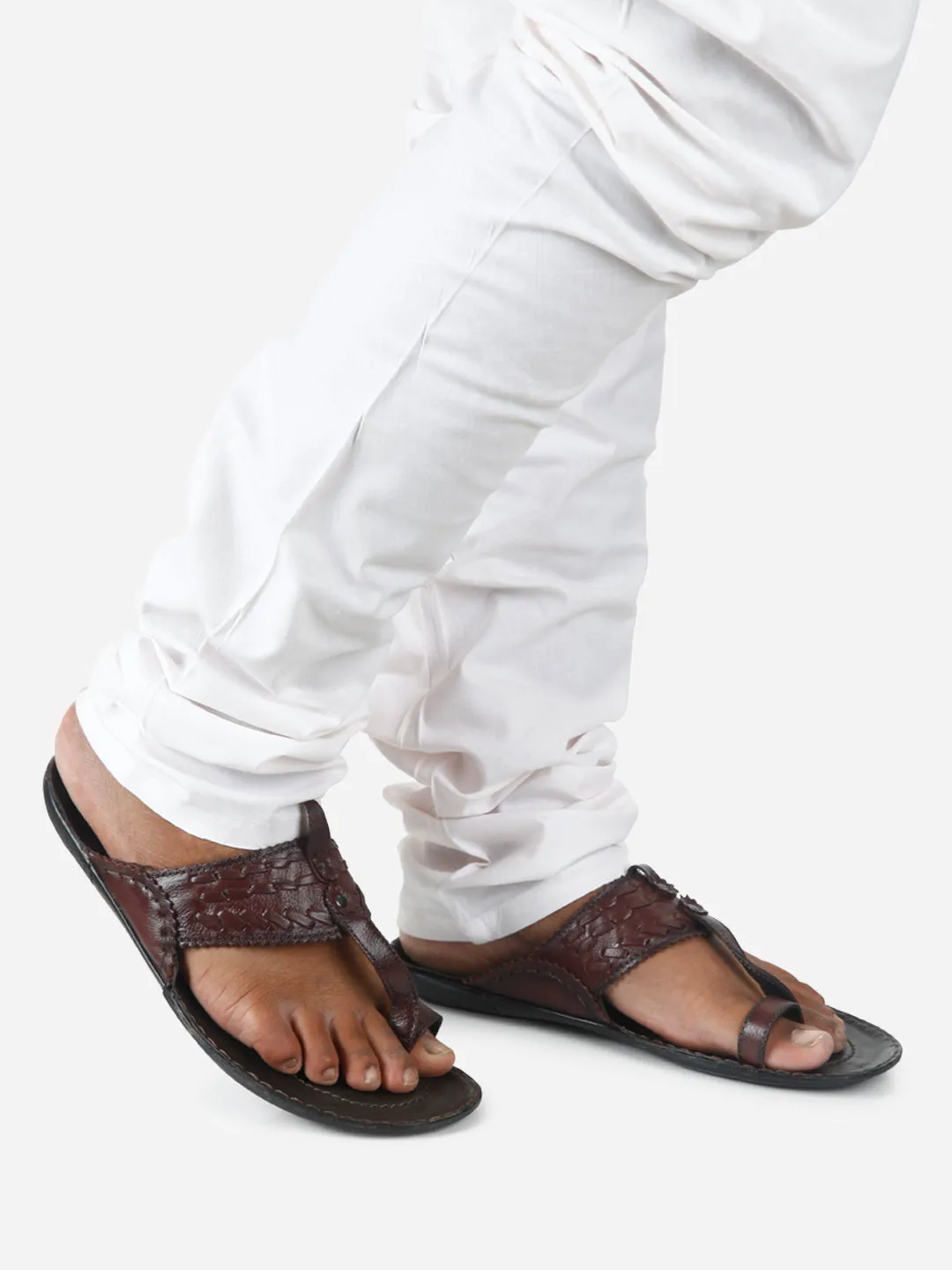 Men's Brown Kolapuri Style Ethnic Slipper (ID4068)