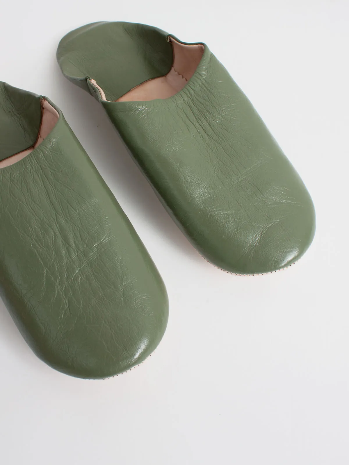 Moroccan Mens Babouche Slippers, Olive