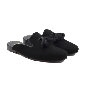 Nagsos - Men's Black Kid Suede Slipper