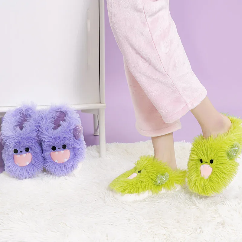 Purple Green Kawaii Monsters Slippers