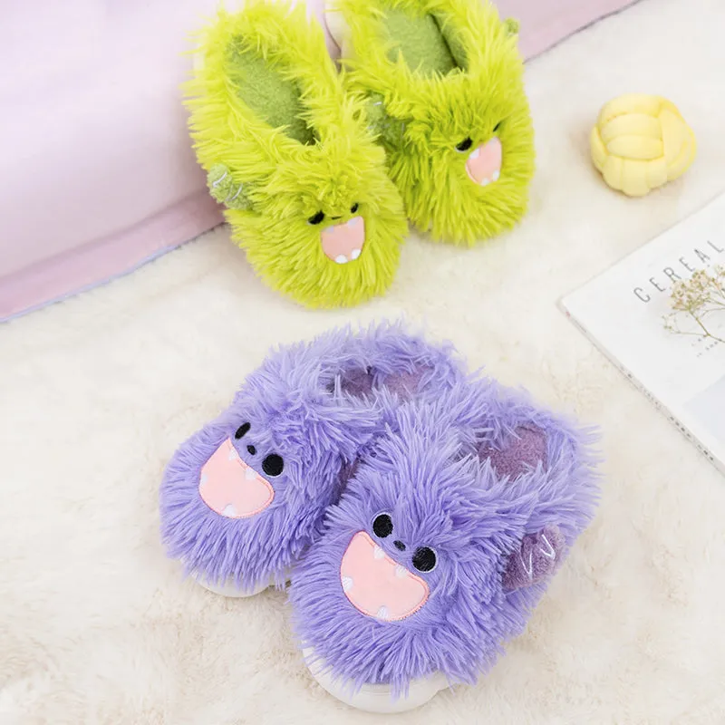 Purple Green Kawaii Monsters Slippers