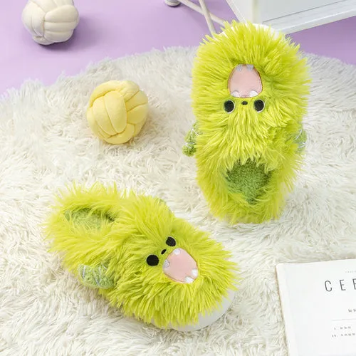 Purple Green Kawaii Monsters Slippers