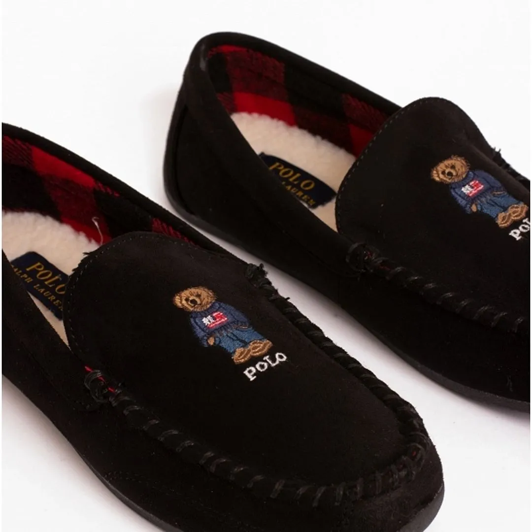 Ralph Lauren Declan Bear Black Mens Slippers