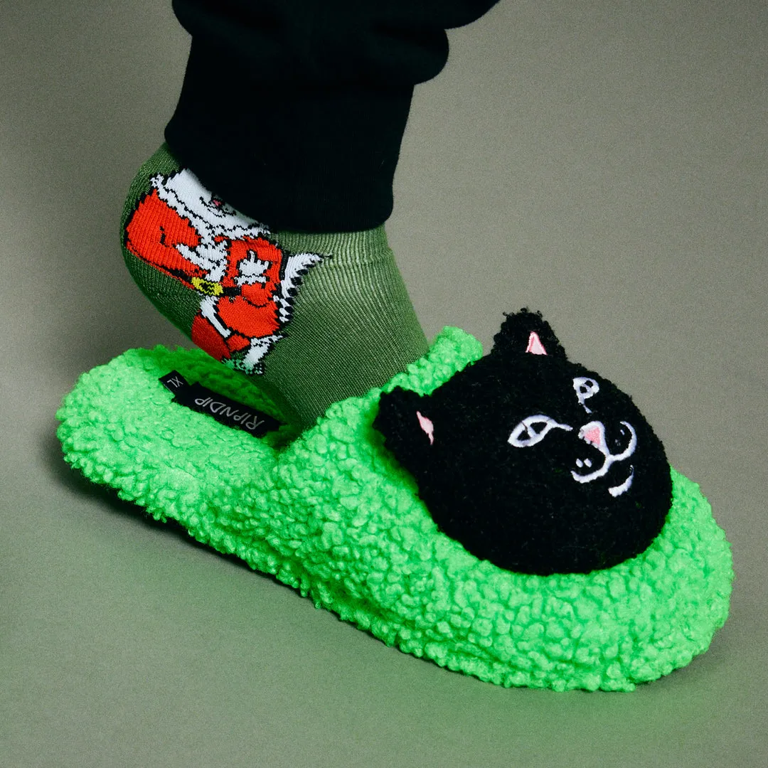 RIPNDIP LORD JERMAL PLUSH FACE HOUSE SLIPPERS-GREEN