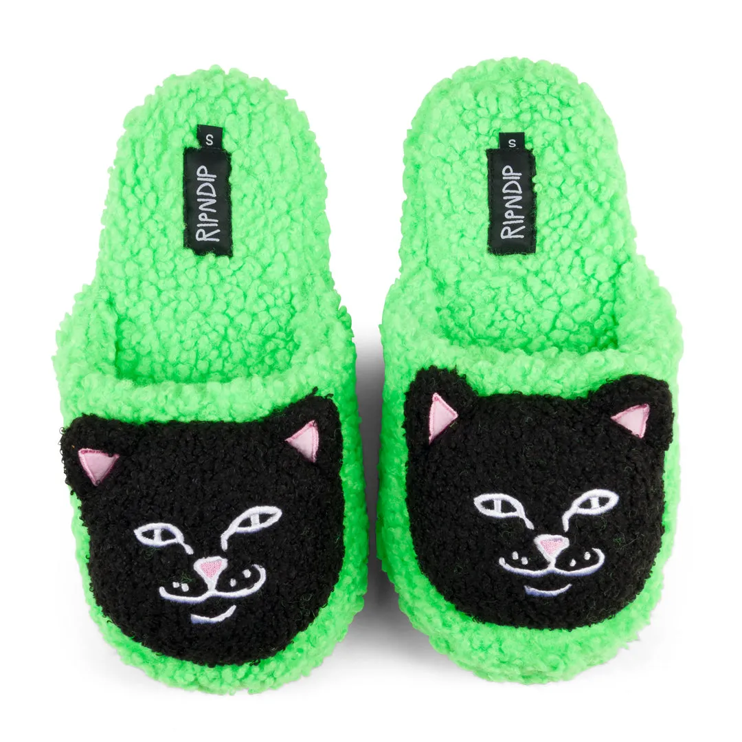 RIPNDIP LORD JERMAL PLUSH FACE HOUSE SLIPPERS-GREEN