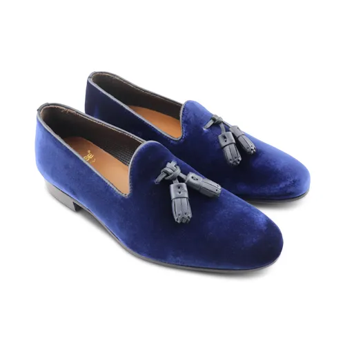 Slippers blu in velluto