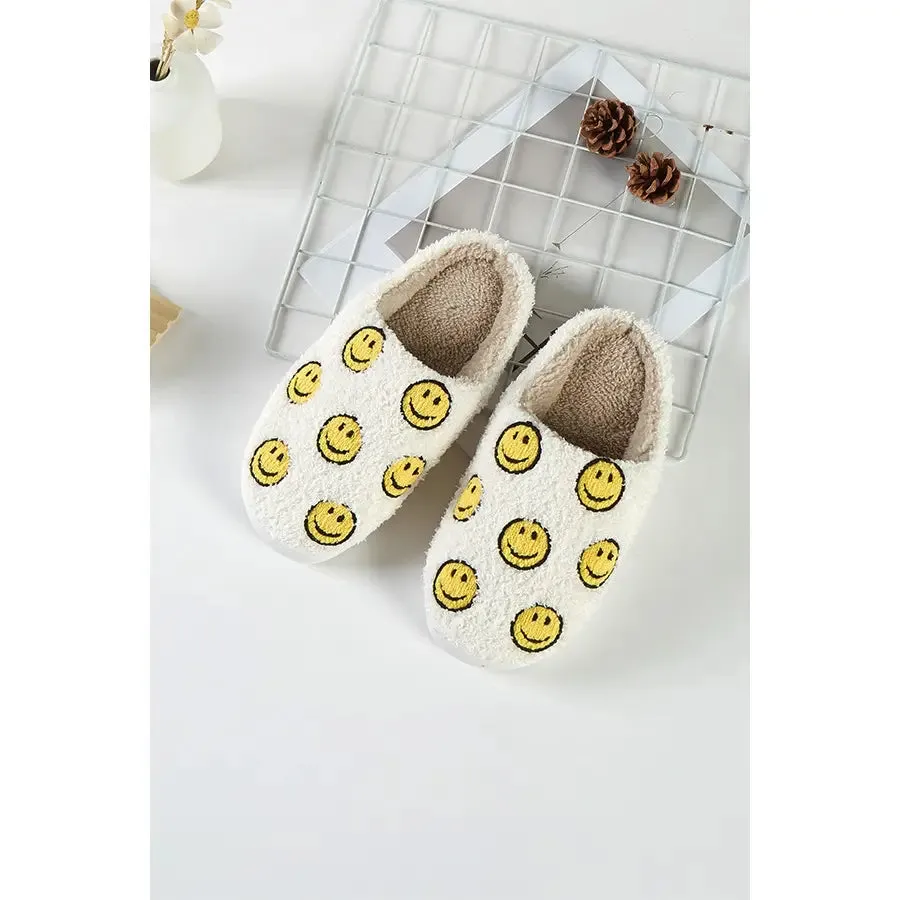 Smiley Face Fuzzy Fleece Soft Slipper