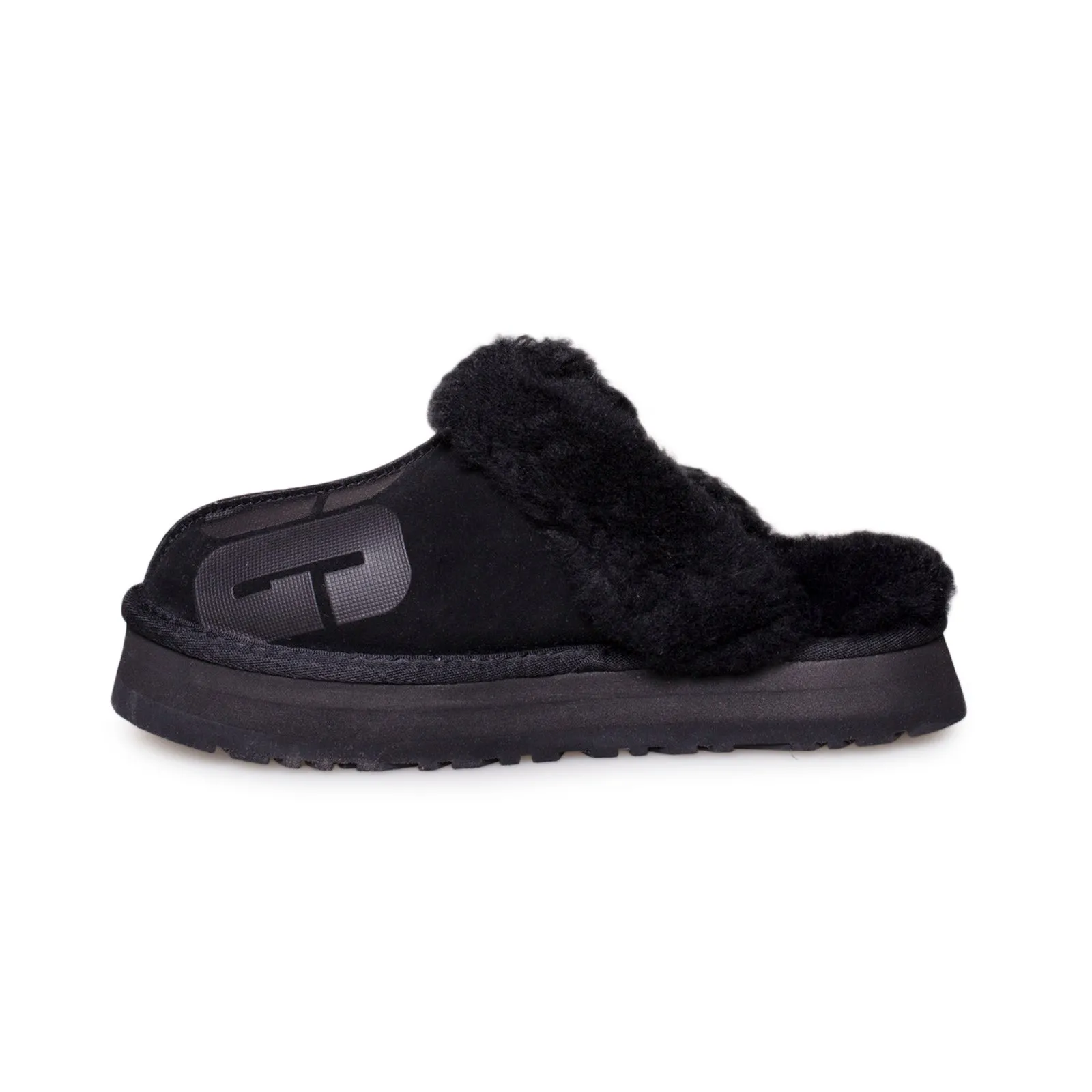 UGG Disquette Scatter Graphic Black Slippers - Women's