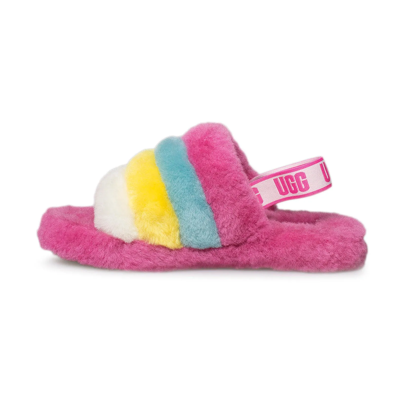 UGG Fluff Yeah Slide Neon Rainbow Slippers - Youth