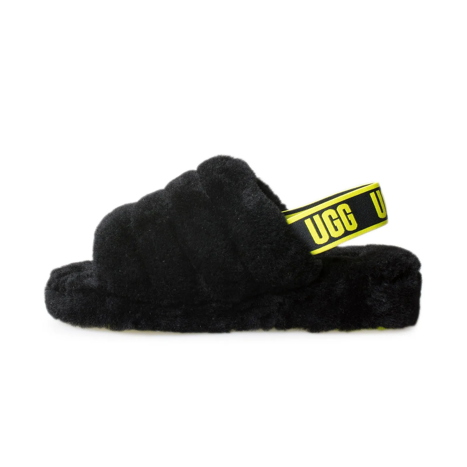 UGG Fluff Yeah Slide Sundae Black / Yellow Slippers - Women's