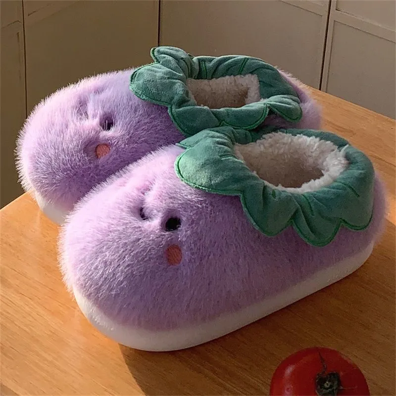 Warm Plush Vegetable Slippers