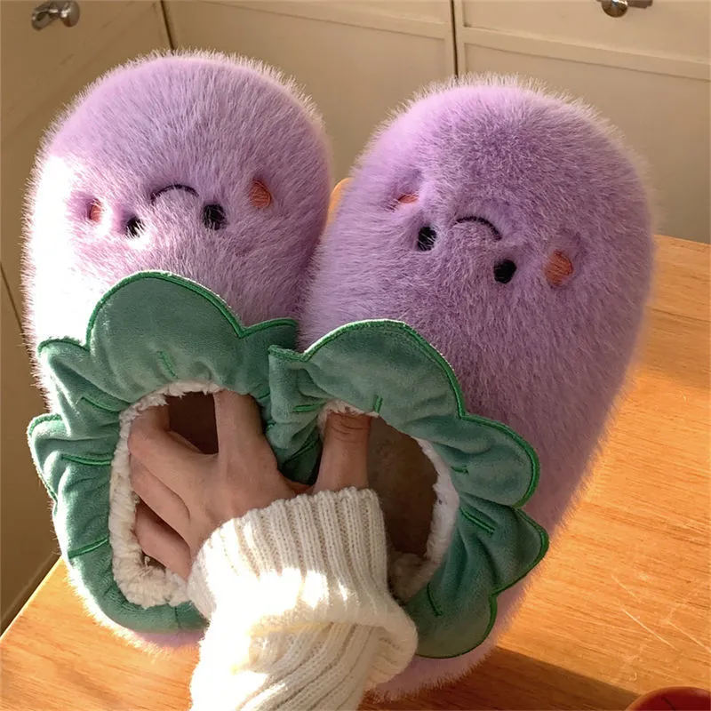 Warm Plush Vegetable Slippers