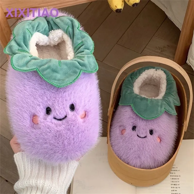 Warm Plush Vegetable Slippers