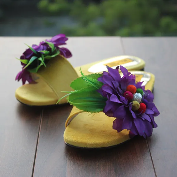 Yellow Fancy & Stylish Slippers for women